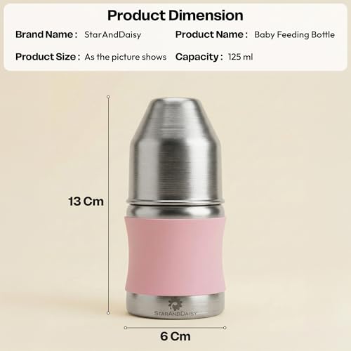 Image of StarAndDaisy Baby Milk Bottle for new Born /Infant /Toddler 140 ML SUS 304 Steel Baby Feeding Bottle for 0+ Months, BPA Free Leakproof Bottle, Anti Colic, Easy to Clean