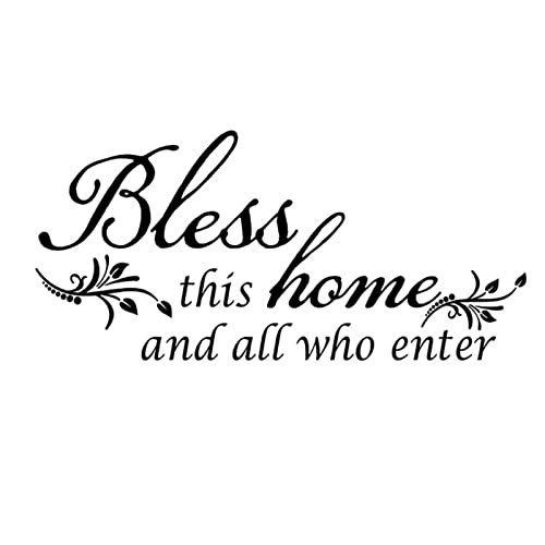 Room Decorations Wall Decals Quotes Stickers,Bless This Home And All Who Enter, Home Decors Inspirational Sticker For Entryway Living Room Décor Art Letters #TOP5