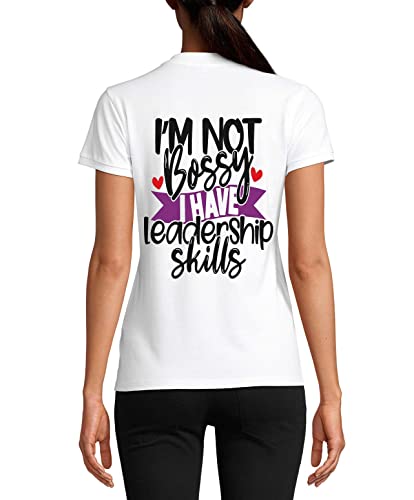 I'm Not Bossy I Have Leadership Skills Polo-Top-T-Shirt aus Baumwolle für Damen Weiß Medium