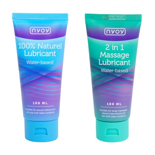 Nyoy Pack 2x100ml Lubricantes Íntimos Agua Base – 100% Natural + 2 en 1 Masaje y Lubricación | Compatible con preservativos | Textura sedosa y duradera