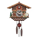FREOJGU Relojes De Cuco Reloj de la casa de la Selva Negra Reloj de Cuco Grande Hecho a Mano de Madera