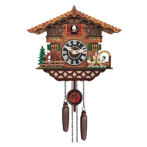 FREOJGU Relojes De Cuco Reloj de la casa de la Selva Negra Reloj de Cuco Grande Hecho a Mano de Madera