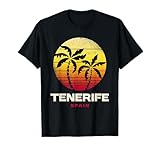 Tenerife Retro Palmera Atardecer Playa Tropical Camiseta