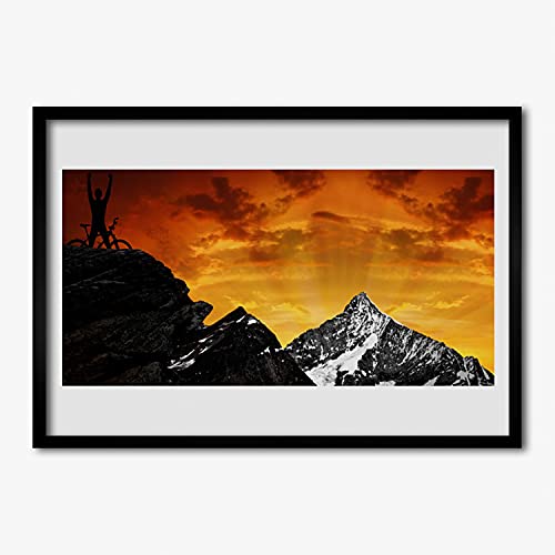 Affiche de montagnes 70x50 cm avec cadre en MDF noir Tulup pour salon