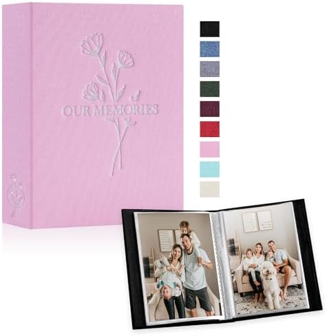 Lanpn Photo Album 6x4 Slip in, OUR MEMORIES Linen 600 Pockets Photo Albums Holds Landscape and Portrait 10x15cm Picture Green