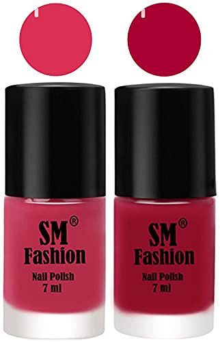 Image of Long Lasting Nail Polish | Nail Paint Combo 7 ml Each) - Set of 2 Dusty Pink-Dark Magenta
