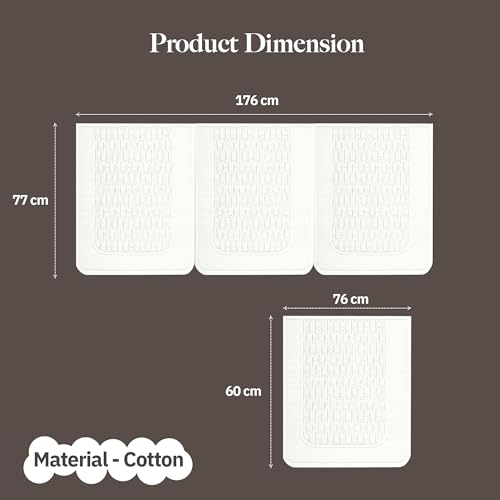 Image of Kuber Industries 5 Seater Sofa Cover | Slipcover for Living Room | Thick & Cozy | Non-Slip Comfort Sofa Cover Set | Columbia 258003 - Cream