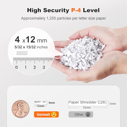 Image of Bonsaii Paper Shredder Heavy Duty, 200-Sheet Auto Feed Micro-Cut 60 Minutes Nonstop P-4 High Security Shredders, 8.1 Gallon Large Bin Document Shredder for Office, Commercial Grade Shredder (C283-A)