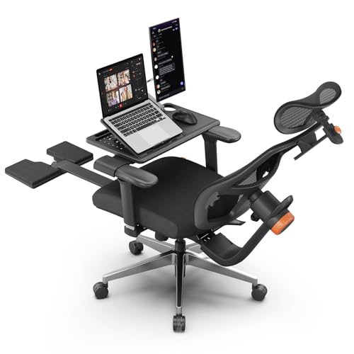 Newtral Office Chair Ergonomic with Footrest, Auto-Following Lumbar Support, High Back Desk Chair with 4D Armrest,136° Tilt Lock, Adjustable Seat Depth & Height (Supreme with Laptop Tray, Bl