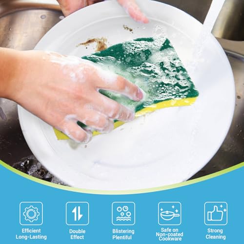 Image of AIDEA XL Scrub Sponges 24Count, Sponges for Dishes, Extra Large Sponge for Cleaning Kitchen and Household, Heavy Duty Sponge Safe for Non-Coated Cookware, Cleaning Power for Bathroom, House