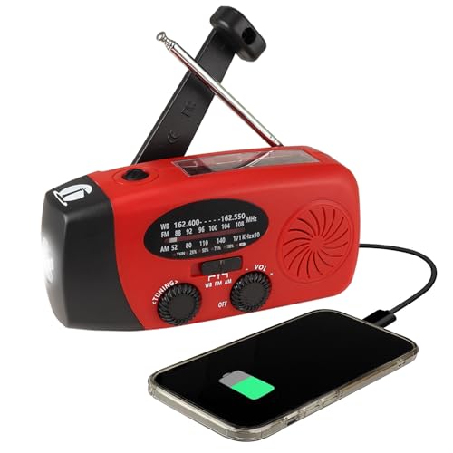 Guardian Survival Gear 4-in-1 Dynamo NOAA Weather Band, AM/FM Radio, Ultrabright LED Flashlight, Solar and USB Charging, Phone Charger