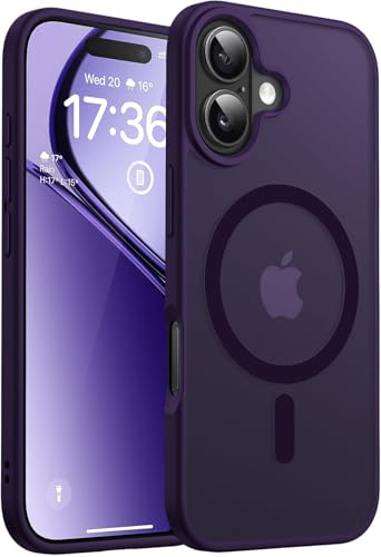 Image of Elzzi Magnetic for iPhone 17 Case, [Full Camera Protection] [Compatible with Magsafe] [Translucent Matte] Shockproof Protective Phone Case for Men & Women - Deep Purple