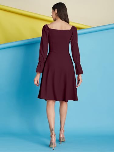 Image of Selvia Western Lycra Plain One Piece Fit & Flare