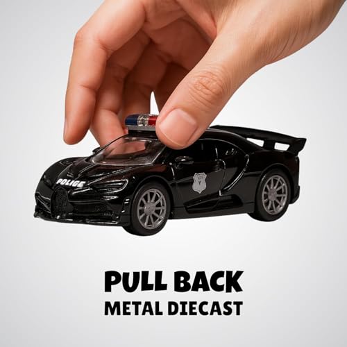 Image of Amisha Gift Gallery Diecast Police Toy Car for Kids | 1:36 Scale Model, Metal, Pull Back, Sports Car, Boys