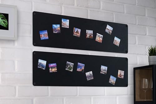 2x Magnettafel Magnetwand Schwarz 80x22 cm Memotafel aus Edelstahl Fotowand für Urlaubs Magnete Magnetisch Tafel Metalltafel für Wohnung Büro Küche