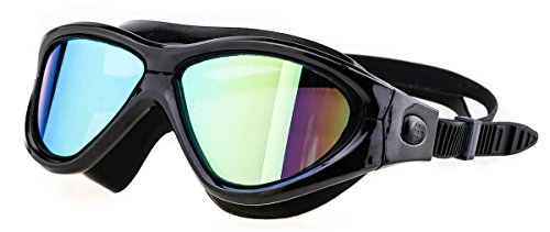 Hydra Armour Premium Adult Swim Goggles with Protective Case – Anti-fog, Tinted, Uv Protection for Men (Large,Black, Reflective)