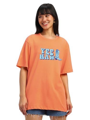 Image of JUNEBERRY 100% Pure Cotton, Pack of 2,Round Neck, Oversized Loose,Drop Shoulder,Graphic Printed, Half Sleeve T-Shirts for Women & Girls, in Different Colors, with Sizes Range from S to 2XL.
