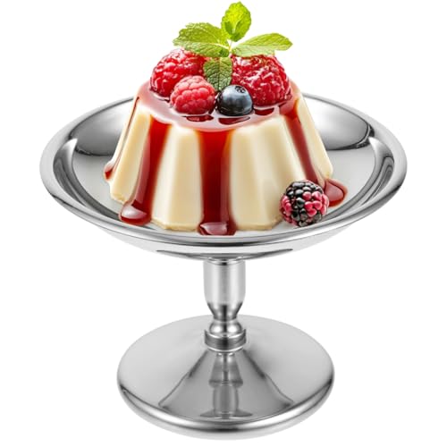 Ciieeo Stainless Steel Dessert Cup - Ice Cream Bowl Snack Holder for Fruits and Desserts 10Cm High Foot Design for Home Use