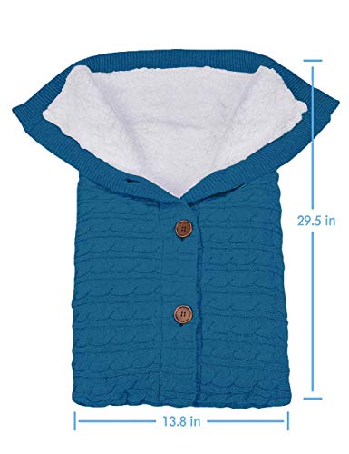 XMWEALTHY Unisex Infant Swaddle Blankets Soft Thick Fleece Knit Baby Girls Boys Stroller Wraps (Dark Blue)