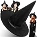 Produktbild Retoo Hexenhut Damen Groß, Schwarz Halloween Hexenhut Zauberer Männer Frauen, Hexen Hut Kostüm Cosplay, Breite Krempe Spitzhut, Accessoire für Ihr Hexenkostüm, Kopfbedeckung, Karnevalshut