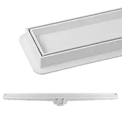 Ralo Linear Oculto Invisível Inteligente Sifonado para Banheiro Piso Porcelanato 6x70cm (Branco)