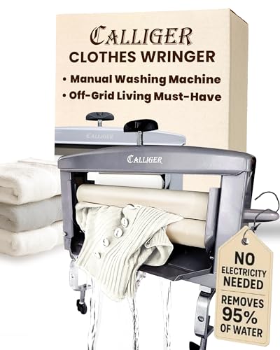Northwood Calliger Gray Clothes Wringer - Better Moisture Removal Manual Clothes Washer than Portable Washing Machine/Portable Dryer - Heavy Duty Off Grid Washing Machine Laundry Wringer