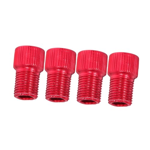 WESIEVYA 4 Piezas Adaptador Válvula Bicicleta Aluminio Conversor para Bomba Aire Compatible y Carretera Rojo Duradero