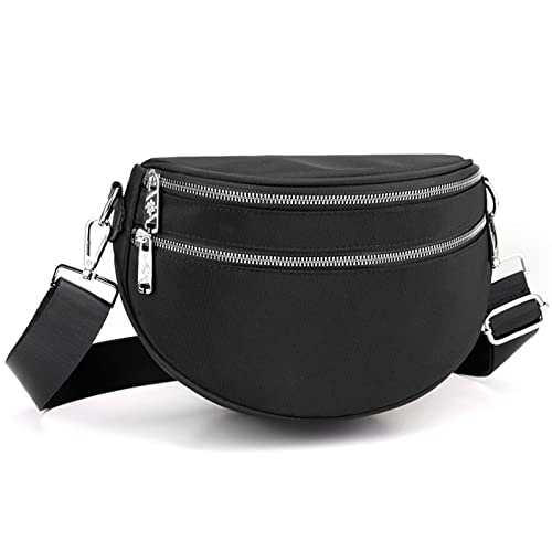 LIBAIJIAAZQH Crossbody Bag Damen Breiter Gurt, Bauchtasche Damen Stylisch, Wasserabweisendes Nylon Umhängetasche Moderne Brusttasche Handtasche Mit Abnehmbar Schultergurt Handytasche Zum Umhängen Cover