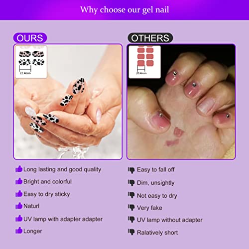 Dukasou Semi Cured Gel Nail Strips, 28Pcs Real Nail Polish Art Stickers Wraps With Uv/Led Light, Sticker Decal Includes Prep Pads, Nail File & Wood Stick, Sticker Nails For Women Girls Kids Diy Decorations Birthday Party Favor Gifts（Black White) #TOP5