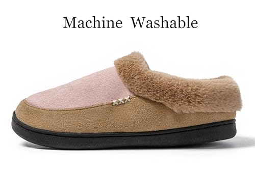 Two-Tone Memory Foam Fuzzy House Slippers for Women Indoor and Outdoor Slip on Shoes for Men4