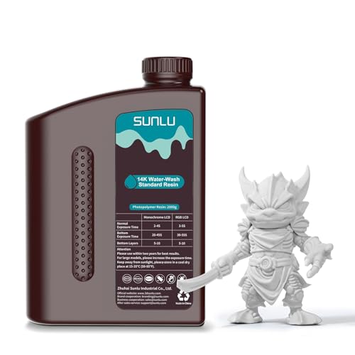 Image of SUNLU 14K Water-Washable Standard Resin 3000g, High Precision for Miniatures, Water-Washable 3D Printer Resin, Fast Curing for LCD /DLP /SLA 3D Printers, 2KG White