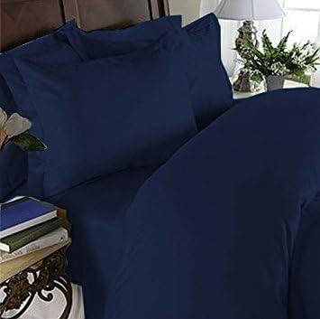 Elegance Linen Wrinkle Resistant - 1200 Thread Count Silky Soft Luxurious 4-Piece Sheet Set, Deep Pockets Fits Up to 16" and Colors, California King, Navy