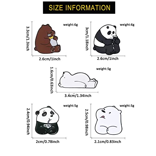 5Pcs Cute Panda Bear Enamel Pin Novelty Cartoon Brooch Anime Pins For Women Girls Children Gift #TOP1