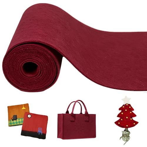 ZKAILCF Feutrine Rouleau Rouge Bordeaux 300 x 30 cm Tissu Feutre 3mm Épaisseur Rouleau Tissu Polyester Découpe Facile Idéal Bricolage Couture Artisanat...