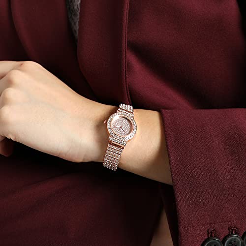 Image of Haute Sauce Women's Embellished Analog Dial with Stainless Steel Strap | Battery Power | Foldover Closure | Quartz Movement | Fashion Wrist Belt Watch for Female and Girls