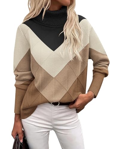 Zeagoo Women's Turtleneck Sweater Fall Winter 2025 Long Sleeve Chunky Knitted Trendy Pullover Tops