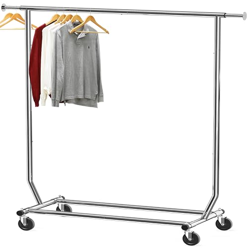 Simple Houseware Supreme Commercial Grade Clothing Garment Rack, Holds Up to 250 lbs, 50 to 75 Inches Extendable Rod, Chrome by Simple Houseware - Used condition - US$50.62