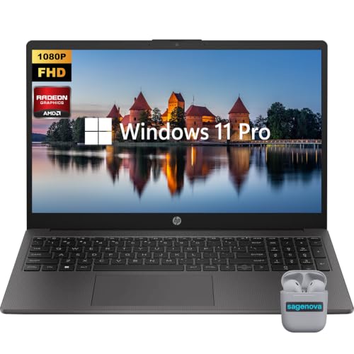Image of HP 255 G10 Laptop, 15.6 inch FHD LED Business and Student Laptop Computer, 16GB RAM 1TB SSD, AMD Ryzen 3 7330U (Up to 4.3Ghz), Windows 11 Pro, Numeric Keypad, SageNova Earphones, Dark Ash Silver
