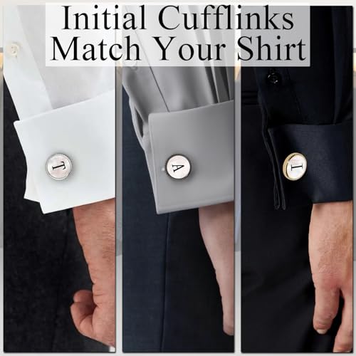Cuff Links Mens Golden Silver Gunmetal Black, Cufflinks for Men Custom Initial Personalized Mother Of Pearl Mens Cufflink for Shirt Golden Silver Gunmetal Black Cuff Link Shirt for Wedding3