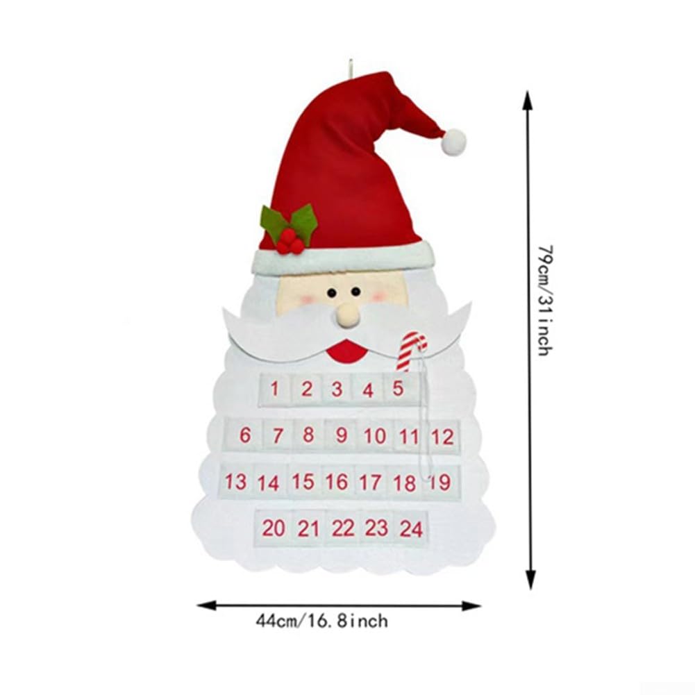 Niedlicher und farbenfroher Adventskalender zum Aufhängen an der Wand mit Weihnachtsmann-Design, verschönern Sie Ihre festlichen Feiern (A)