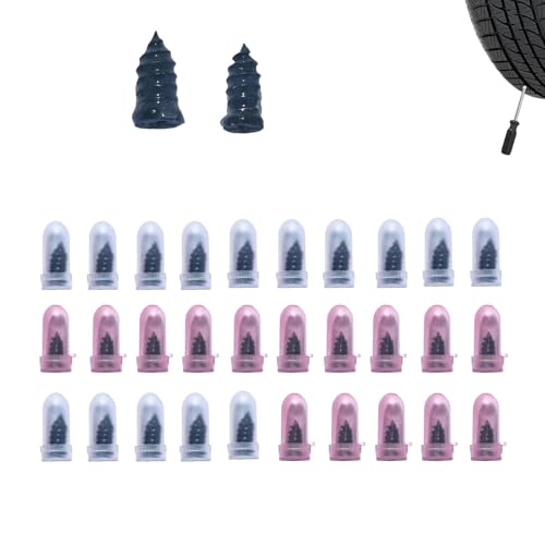 sdidzad 30 PCS Tire Repair Rubber Nails, Vacuum Tire Repair Spiral Tire Screw Plug Kits, Self-Service Tyre Fix Spiral Rubber Nail, Quick Repair Puncture Tool for Cars SUVs Trucks Motorcycles (Black)