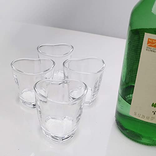 [Lenith] Korean Soju Shot Glasses Sets, 1.7 Oz Heart Shaped Glass For Soju, Whiskey, Tequila, Vodka, Espressos And Liquor #TOP2