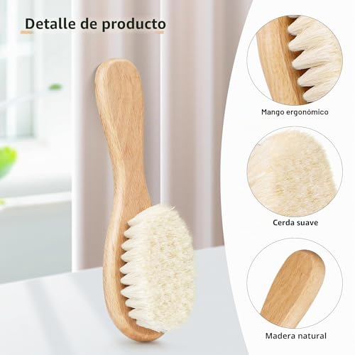 Miniatura 3 de Molylove Cepillo Para El Cabello Del Bebé Con Mango De Madera Y Cerdas De Cabra Súper Suaves Para Recién Nacidos Y Niños Pequeños