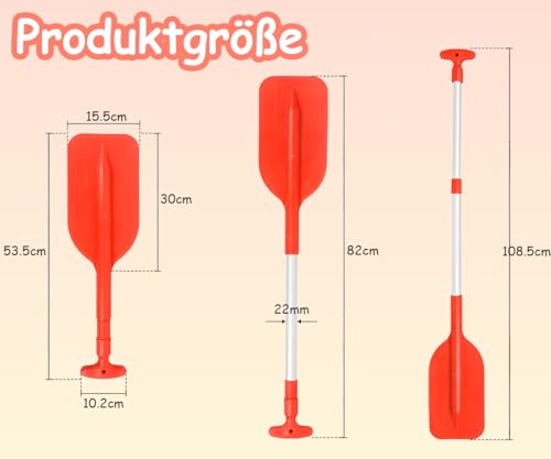 Chenivesss Teleskop Paddel Einstellbares 53-106cm, Mini Hilfspaddel mit T-Griff, Leichte Ruder für Stand Up Paddel Kajakfahren Surfboard Boot Anti-Rutsch Stecksystem