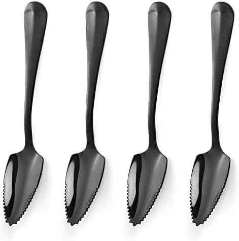GENLGE Grapefruit Spoons Serrated Stainless, Grapefruit Spoon Set for Citrus Fruit, Serrated Edges Spoon Pack of 4