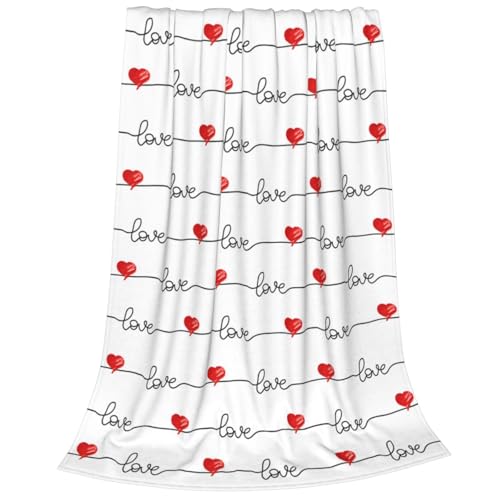 Valentine's Day Throw Blanket, Romantic Heart Love Wedding Annive...