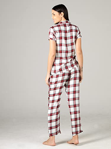Image of Evolove Women's Polyester Half Sleeves Collared Night Suit Set /Top Pyjama Set Super Soft Comfortable (Nightsuit-Collar-HS-2)
