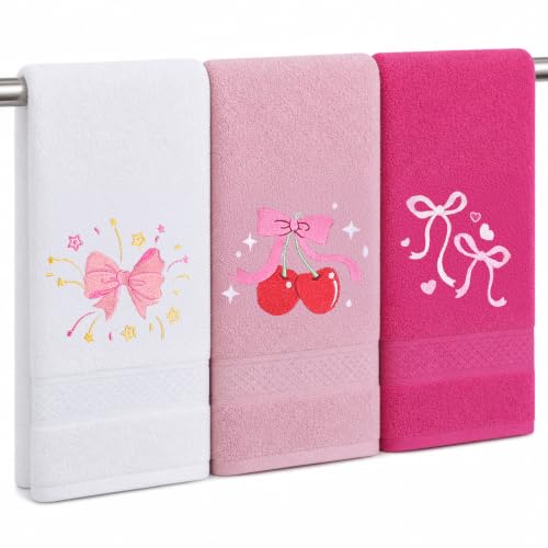 Pink Bow Hand Towels