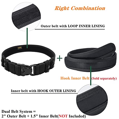 Tacnex Duty Belt Police Law Enforcement Security Work Patrol Gear Belt Nylon Stiff Utility Belt With 4 Belt Keepers 2" Wide S #TOP6