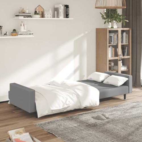 Sofá cama de 2 plazas gris claro de terciopelo plegable con respaldo ajustable de 220 cm 4